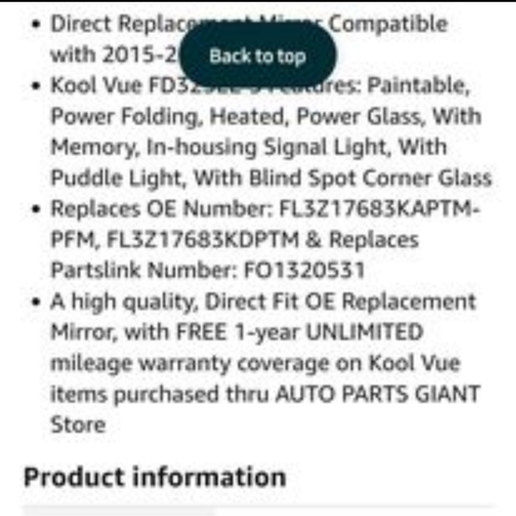 2015-18 F-150 driver's side mirror new - Picture 2 of 4